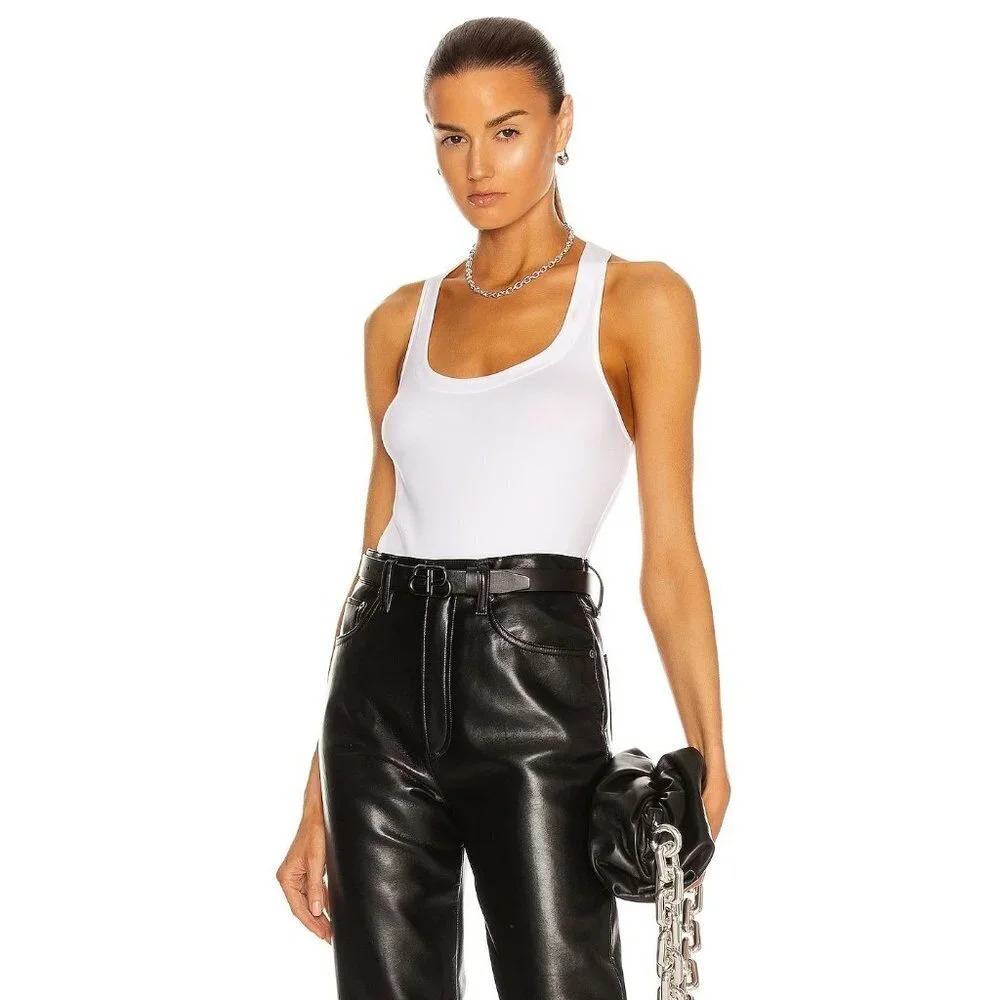 La Perla White Scoop Neck Ribbed Tank Bodysuit